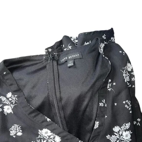 LANE BRYANT - Womens Blouse Black Floral V Neck Long Sleeve Plus Size - Picture 4 of 4